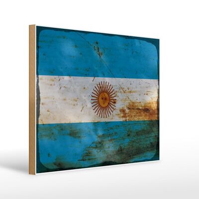 Holzschild Flagge Argentinien 40x30cm Flag Argentina Rost Schild