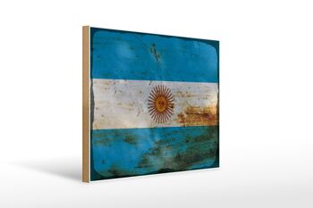 Panneau en bois drapeau Argentine 40x30cm Drapeau Argentine signe rouille 1
