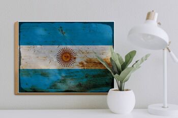 Panneau en bois drapeau Argentine 40x30cm Drapeau Argentine signe rouille 3