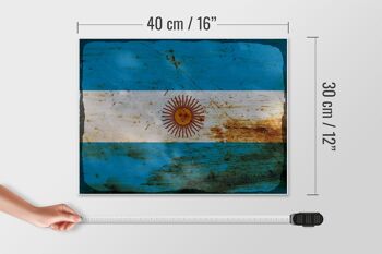 Panneau en bois drapeau Argentine 40x30cm Drapeau Argentine signe rouille 4