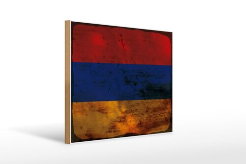 Holzschild Flagge Armenien 40x30cm Flag of Armenia Rost Deko Schild