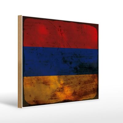 Cartello in legno bandiera Armenia 40x30 cm Bandiera dell'Armenia cartello decorativo color ruggine
