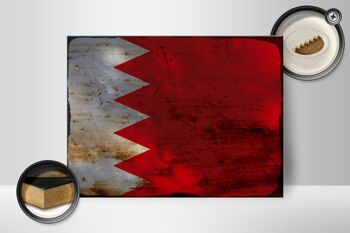 Panneau en bois drapeau de Bahreïn 40x30cm, drapeau de Bahreïn, panneau décoratif rouille 2