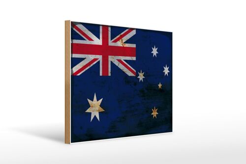 Holzschild Flagge Australien 40x30cm Flag Australia Rost Schild