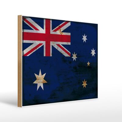 Letrero de madera bandera Australia 40x30cm Bandera Australia letrero oxidado