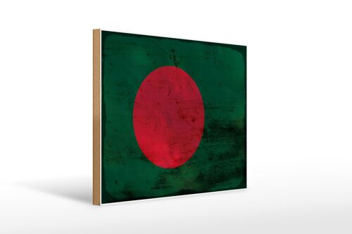 Holzschild Flagge Bangladesch 40x30cm Bangladesh Rost Deko Schild