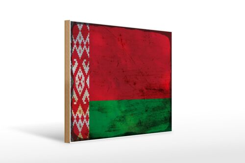 Holzschild Flagge Weißrussland 40x30cm Flag Belarus Rost Schild