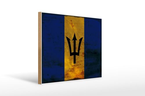 Holzschild Flagge Barbados 40x30cm Flag of Barbados Rost Schild