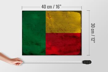 Panneau en bois drapeau Bénin 40x30cm Drapeau du Bénin signe décoratif rouille 4