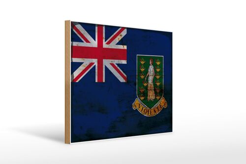 Holzschild Flagge Britischen Jungferninseln 40x30cm Rost Schild