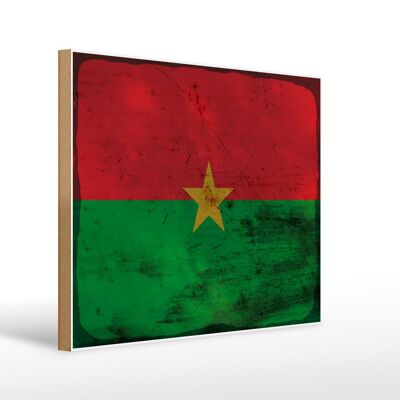 Letrero de madera bandera Burkina Faso 40x30cm Burkina Faso letrero óxido