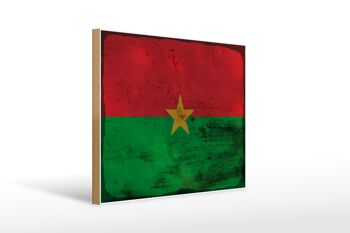 Panneau en bois drapeau Burkina Faso 40x30cm Panneau rouille Burkina Faso 1