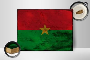 Panneau en bois drapeau Burkina Faso 40x30cm Panneau rouille Burkina Faso 2