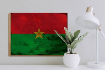 Panneau en bois drapeau Burkina Faso 40x30cm Panneau rouille Burkina Faso 3