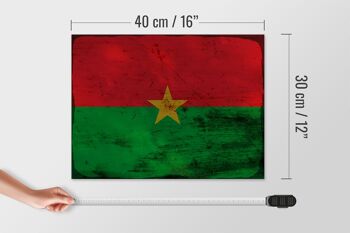 Panneau en bois drapeau Burkina Faso 40x30cm Panneau rouille Burkina Faso 4