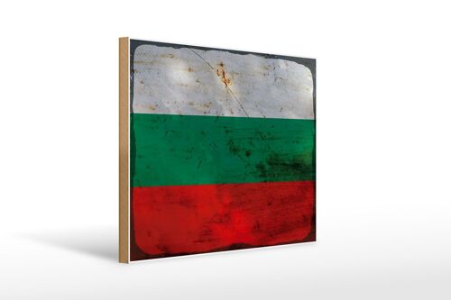 Holzschild Flagge Bulgarien 40x30cm Flag Bulgaria Rost Deko Schild