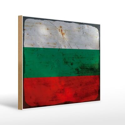 Holzschild Flagge Bulgarien 40x30cm Flag Bulgaria Rost Deko Schild