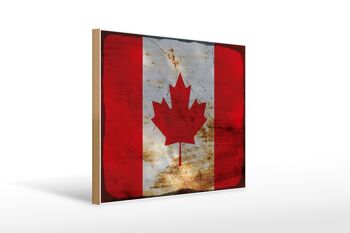 Panneau en bois drapeau Canada 40x30cm, drapeau du Canada, panneau décoratif rouille 1