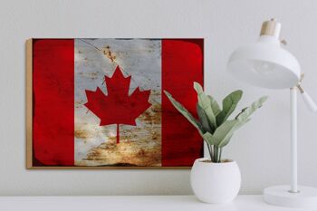 Panneau en bois drapeau Canada 40x30cm, drapeau du Canada, panneau décoratif rouille 3
