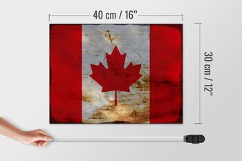 Panneau en bois drapeau Canada 40x30cm, drapeau du Canada, panneau décoratif rouille 4