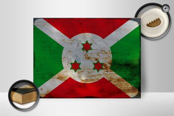 Panneau en bois drapeau Burundi 40x30cm Drapeau du Burundi signe décoratif rouille 2
