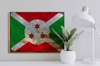 Panneau en bois drapeau Burundi 40x30cm Drapeau du Burundi signe décoratif rouille 3