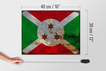 Panneau en bois drapeau Burundi 40x30cm Drapeau du Burundi signe décoratif rouille 4