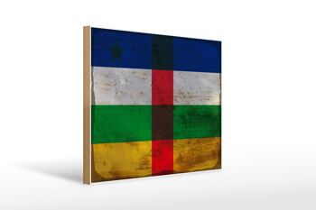 Panneau en bois drapeau République Centrafricaine 40x30cm panneau décoratif 1