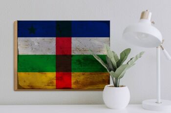 Panneau en bois drapeau République Centrafricaine 40x30cm panneau décoratif 3