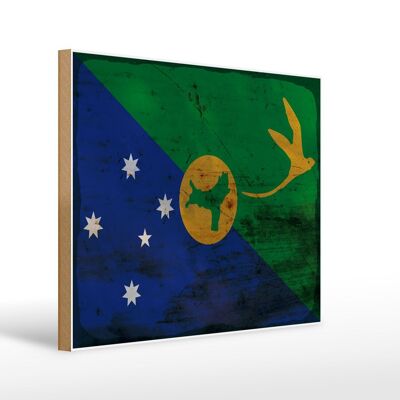 Cartello in legno bandiera Isola di Natale 40x30 cm bandiera ruggine segno decorativo