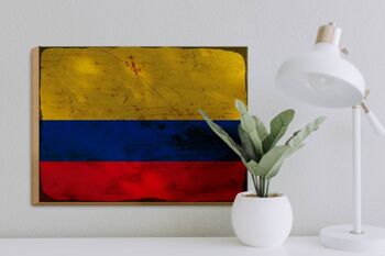 Panneau en bois drapeau Colombie 40x30cm Drapeau Colombie rouille signe décoratif 3