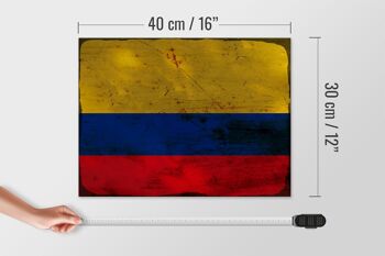 Panneau en bois drapeau Colombie 40x30cm Drapeau Colombie rouille signe décoratif 4