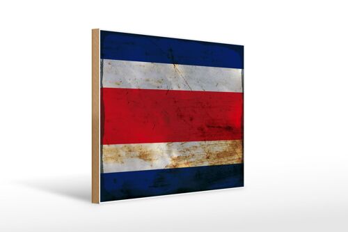 Holzschild Flagge Costa Rica 40x30cm Costa Rica Rost Deko Schild