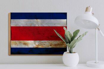 Panneau en bois drapeau Costa Rica 40x30cm, panneau décoratif rouille Costa Rica 3