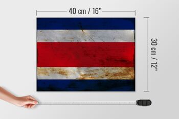Panneau en bois drapeau Costa Rica 40x30cm, panneau décoratif rouille Costa Rica 4