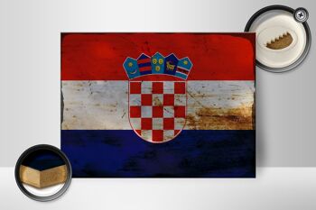 Panneau en bois drapeau Croatie 40x30cm Drapeau de Croatie signe décoratif rouille 2
