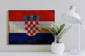 Panneau en bois drapeau Croatie 40x30cm Drapeau de Croatie signe décoratif rouille 3