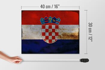 Panneau en bois drapeau Croatie 40x30cm Drapeau de Croatie signe décoratif rouille 4