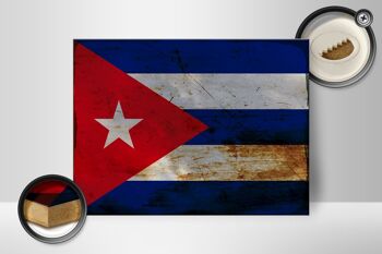 Panneau en bois drapeau Cuba 40x30cm Drapeau de Cuba signe rouille 2
