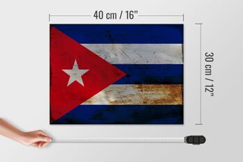Panneau en bois drapeau Cuba 40x30cm Drapeau de Cuba signe rouille 4