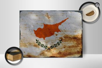 Panneau en bois drapeau Chypre 40x30cm Drapeau de Chypre signe décoratif rouille 2