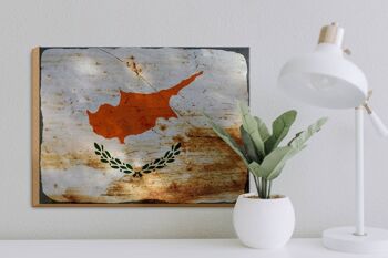 Panneau en bois drapeau Chypre 40x30cm Drapeau de Chypre signe décoratif rouille 3