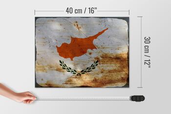 Panneau en bois drapeau Chypre 40x30cm Drapeau de Chypre signe décoratif rouille 4