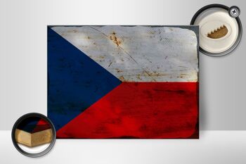 Panneau en bois drapeau République tchèque 40x30cm Panneau rouille République tchèque 2
