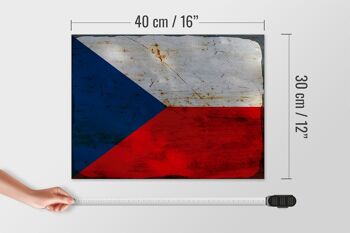 Panneau en bois drapeau République tchèque 40x30cm Panneau rouille République tchèque 4