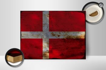 Panneau en bois drapeau Danemark 40x30cm Drapeau du Danemark signe décoratif rouille 2