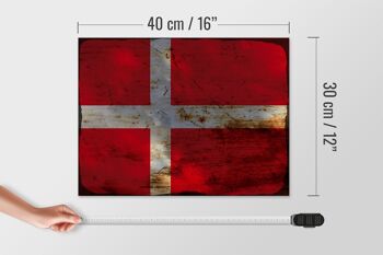 Panneau en bois drapeau Danemark 40x30cm Drapeau du Danemark signe décoratif rouille 4