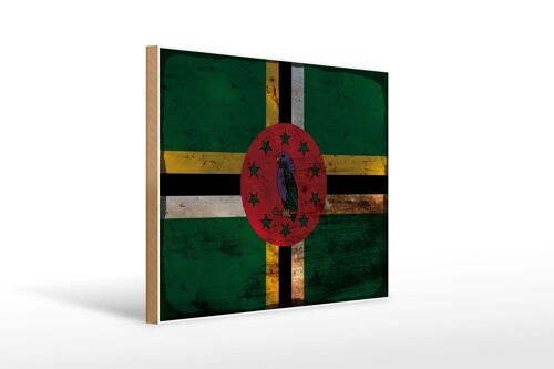 Holzschild Flagge Dominica 40x30cm Flag of Dominica Rost Schild