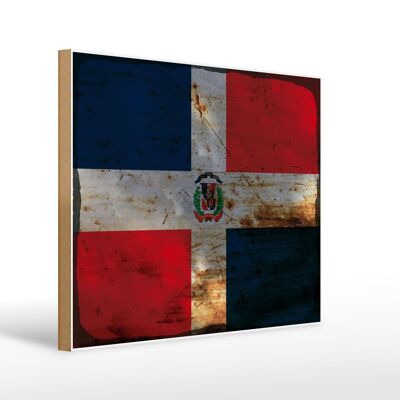 Cartello in legno bandiera Repubblica Dominicana 40x30 cm cartello decorativo color ruggine