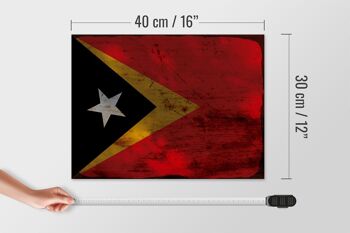 Panneau en bois drapeau du Timor oriental 40x30cm, drapeau du Timor oriental, signe décoratif rouille 4